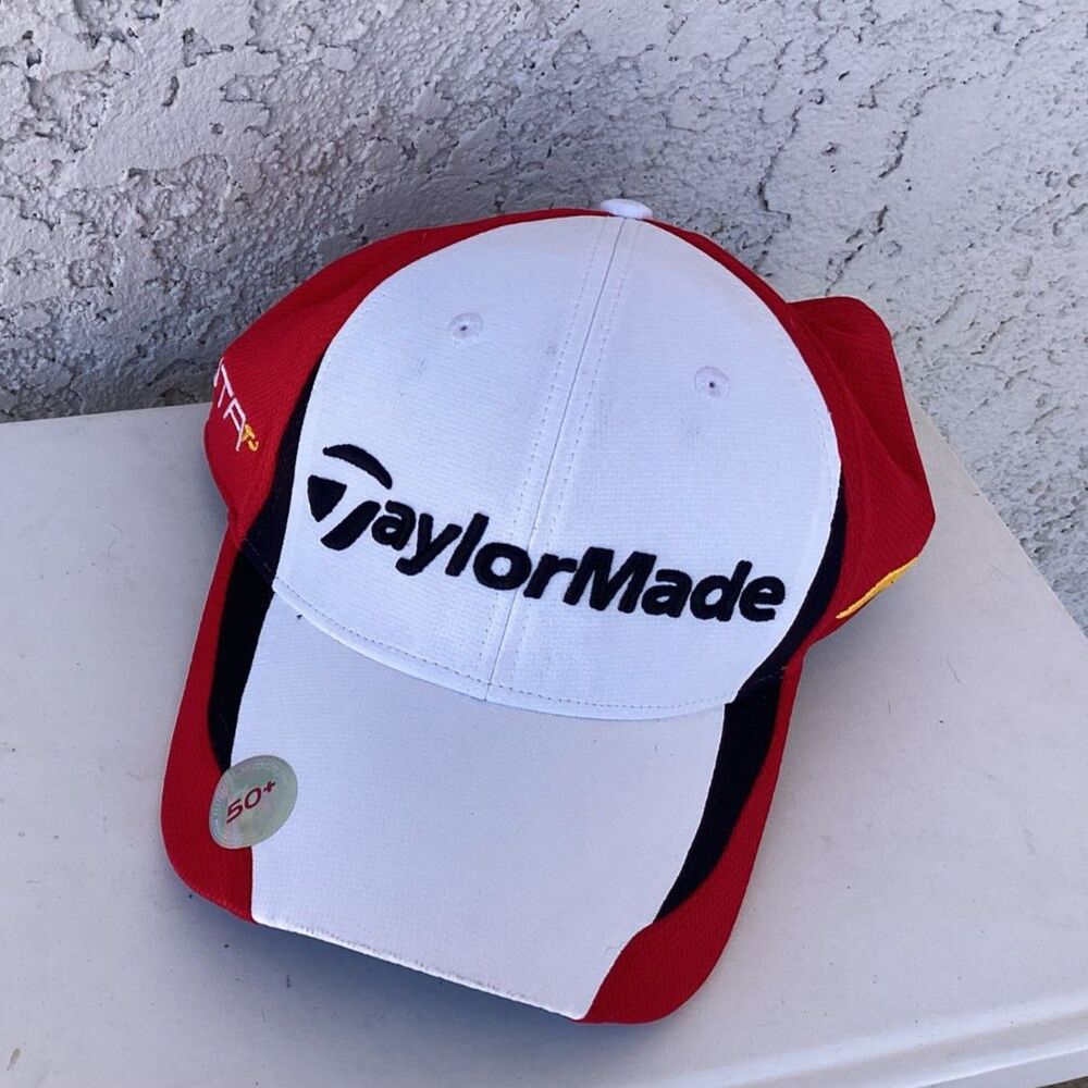 NWT TaylorMade Golf Hat - Red, White & Black with UV Protection